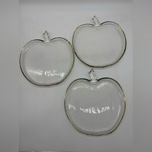 Set of Three Clear Apple-Shaped Glass Plates